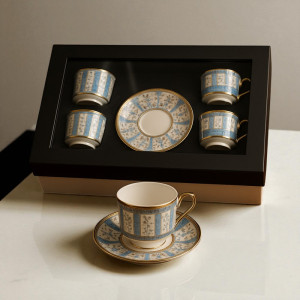 Royal Blue & Gold 12-Piece Luxury Tea Cup & Saucer Gift Set – 6 Cups + 6 Saucers