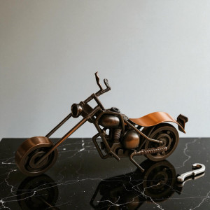 Vintage Handmade Metal Motorcycle Showpiece – Industrial Rustic Table Decor (9 inch)