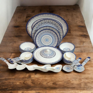 Elegant 68 PCS Melamine Dinnerware – Classic Blue Mandala Style | Adornia.pk