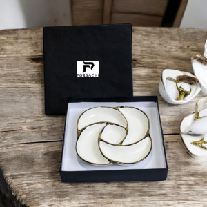 Porsachi Swirl-Shaped Porcelain Serving Dish – White & Gold Luxury Platter | Adornia.pk