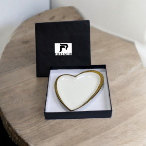 Porsachi Heart-Shaped Porcelain Serving Plate – White & Gold Luxury Dish | Adornia.pk