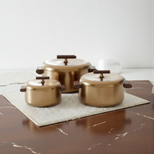 Forever Gold Luxurious 3-Piece Hot Pot Set – Bronze | Adornia.pk
