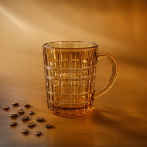Luxury Amber Glass Mug – Premium Textured Heat-Resistant Drinking Cup | Adornia.pk