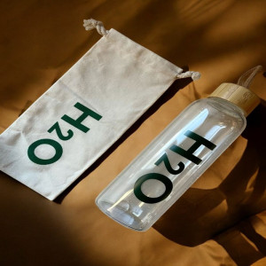 Eco Friendly Glass Water Bottle with Bamboo Cap – Reusable & Sustainable | Adornia.pk