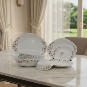 26-Piece Cherry Blossom Dinnerware Set – Elegant Floral Design