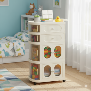 FlexiRoll 4-Tier Freestanding Storage Organizer with Wheels – Mobile Home & Office Rack | Adornia.pk