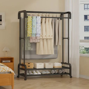 Freestanding Vertical Garment Rack | Space-Saving Clothes Organizer with Multiple Hanging Bars for Bedroom & Balcony