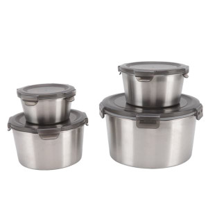 4 pcs stainless steel box set with look.
