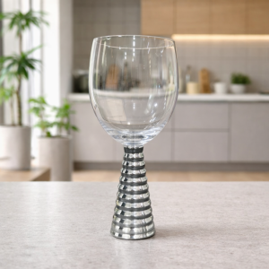 Screw Champagne Goblets Glass - Silver | 6 Pcs