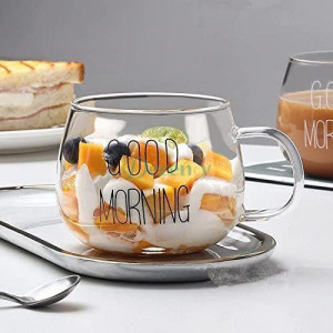 Clear Coffee Cup Cereal Glass Cup Good Morning Mug