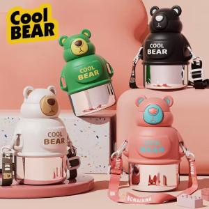 800ml Cartoon Bear Thermos | Portable Kids Water Bottle