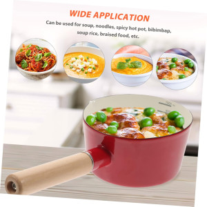 Enamel Pans Milk Pan Wooden Handle Non-Stick Saucepan