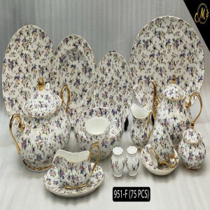ROYAL ALBERT Dinner Set – Elegant 75 Pcs Full Crockery for 8 Persons | Premium Ceramic Tableware & Serveware Collection