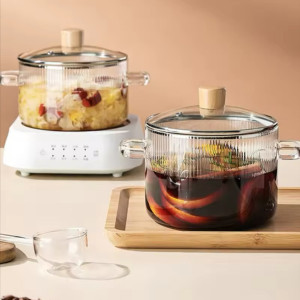 Heat Resistant Glass Cooking Pot with Lid – Durable Transparent Cookware for Pakistani Kitchens | Adornia.pk