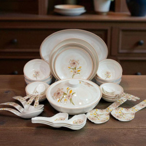 Premium 54 PCS Melamine Dinner Set – Luxury Floral Edition | Adornia.pk