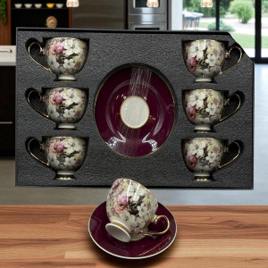 Johanson Bros Savor & Serve – Luxury Bone China Cups & Saucers 12 Pcs | Elegant Tea & Coffee Serveware