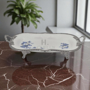 Long Dish B-Flower (S) 28x23cm - AB-37