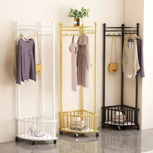 Modern Metal Corner Rack with Wheels | Multi-Purpose Rolling Storage Organizer