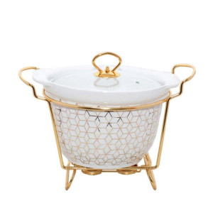 Deep Round Burner Soup Dish With Stand 10.5