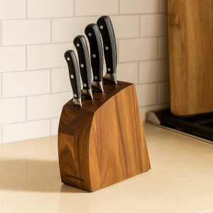 Knife Set – 6 Pcs with Oval Wooden Block