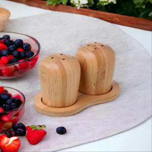 Bamboo Wooden Salt And Paper Set With Base, Condiment Grinding Tool Kitchen Gadget, Adjustable Coarseness Shaker, Durable Spice Grinder