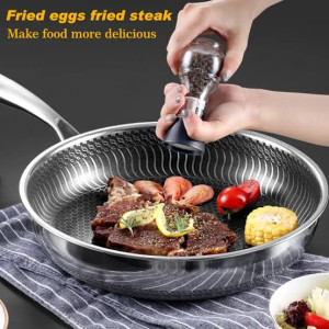 Stainless Steel Honey-Comb Non-Stick Frying Pan with Heavy Base – Laser Coated Cookware in Pakistan | Adornia.pk
