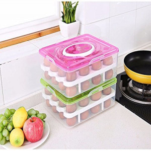 Large 32-Grid Transparent Egg Storage Box – Food-Safe & Stackable Organizer | Adornia.pk