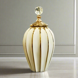 Ceramic Vase White & Gold