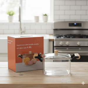 Elegant Square Glass Cooking Pot – 4L Heat-Resistant Design