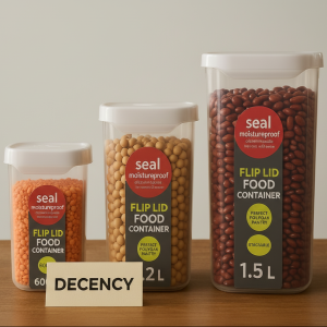 SnapFresh Flip-Lid Acrylic Food Jars – Set of 3