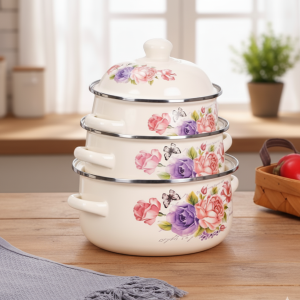 Premium Enamel Cooking Pot – Perfect for Cooking & Serving | Durable Enamel Cookware for Home Kitchen & Restaurants