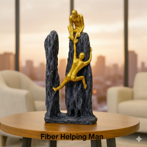 Golden Helping Hand Abstract Sculpture - Premium Fiber Modern Showpiece