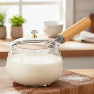 Elegant Glass Milk Pot – Single Handle Design