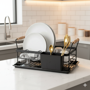 Limon Compact Dish Rack with Handles – Space-Saving Kitchen Organizer | Adornia.pk