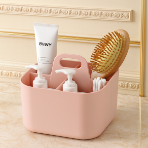 Luxury Multi-Compartment Vanity Organizer with Carry Handle â€“ Stackable Makeup & Bathroom Storage Box