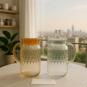 Luxury Diamond-Cut Glass Pitcher – 1 Piece | Premium Water & Juice Jug 1.5L