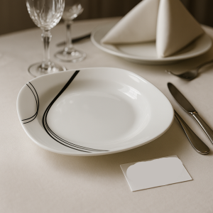 Luxury Fine Dining Dinner Plate Set – 6 Pcs Elegant Black Line Design | Premium Ceramic Tableware