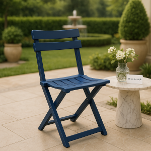 Luxury Blue Folding Patio Chair – Modern Outdoor Seating