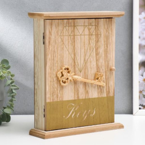 Wooden 6 Hooks Key Holder Box