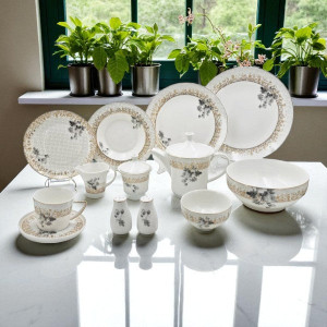 Angela Arabicword 47 Pcs Dinner Set MK240 | Elegant Porcelain Dinnerware for 6 Persons