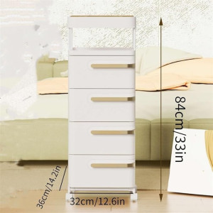 Movable Nightstand with Wheels | Multi-Tier Storage Cart with Drawers for Bedroom, Office & Living Room