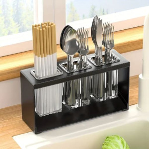 Multi-Functional Kitchen Utensil Organizer | Chopstick Holder & Compartments for Knives, Forks & Spoons
