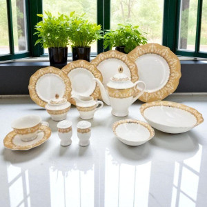 Premium Ceramic Dinner Set – Elegant Full Crockery Collection | Multi-Piece Tableware