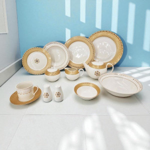 G-Dsign Border 47Pcs Dinner Set – Elegant Full Crockery Collection | Premium Ceramic Tableware