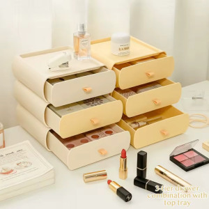 Stackable Makeup Organizer with Drawers - Vanity Cosmetic Storage Box