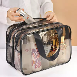 Double Layer Transparent Cosmetic Bag – Large Travel Makeup Organizer