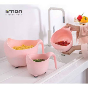 Limon 3-Piece Fruits & Vegetables Wash Bowl Set with Drainer – Multi-Purpose Kitchen Colander (3035) | Adornia.pk
