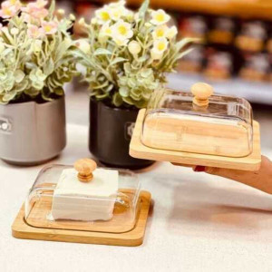 Limon MultiServe Wooden Storage Keeper with Clear Acrylic Lid – Elegant Snack & Dry Food Organizer | Adornia.pk