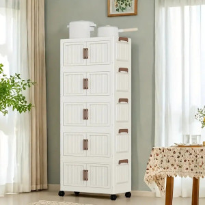 FlexiStack Movable Multi-Tier Storage Organizer – Space-Saving Rolling Rack | Adornia.pk