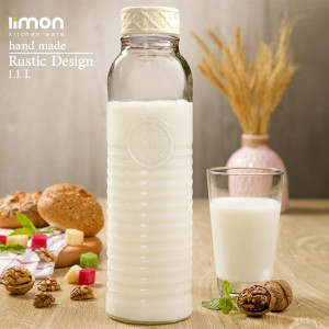 Limon Rustic Charm Glass Bottle – Vintage-Style Water & Beverage Bottle | Adornia.pk